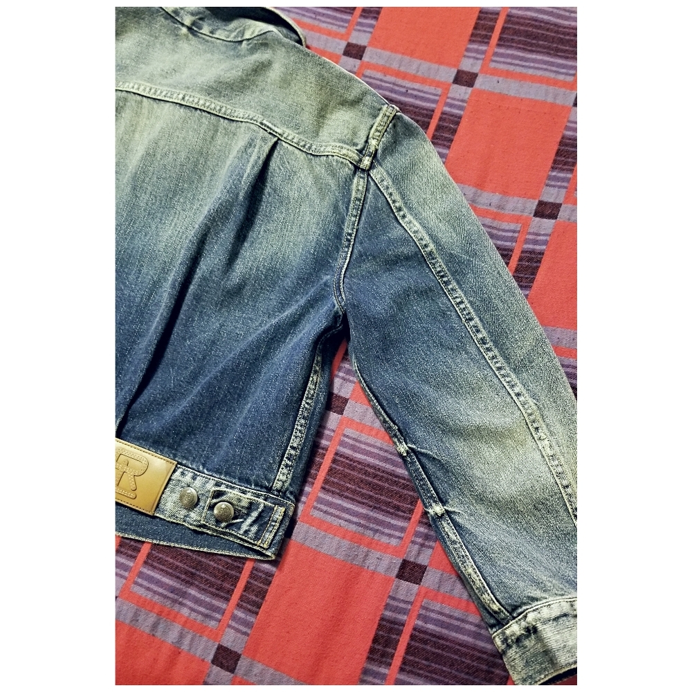 ☆NWT☆RALPH LAUREN PURPLE LABEL DISTRESSED DENIM JACKET- WOMEN'S SIZE LARGE - Picture 11 of 13